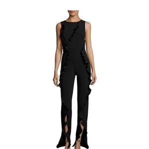 SALONI Black Ruffle Detail Jumpsuit